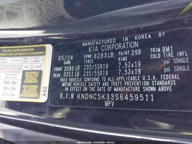 2025 KIA CARNIVAL MPV EX 9