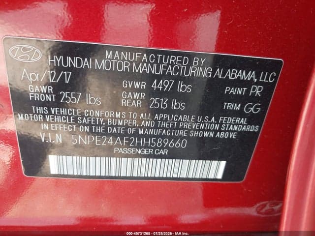 2017 HYUNDAI SONATA 9