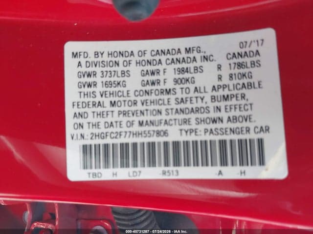 2017 HONDA CIVIC EX 9