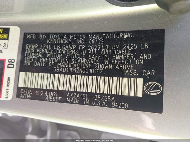 2022 LEXUS ES 250 9