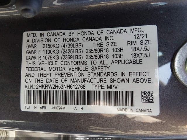 2022 HONDA CR-V AWD EX 9