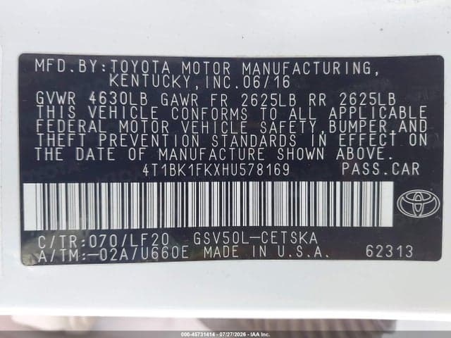 2017 TOYOTA CAMRY XSE V6 9