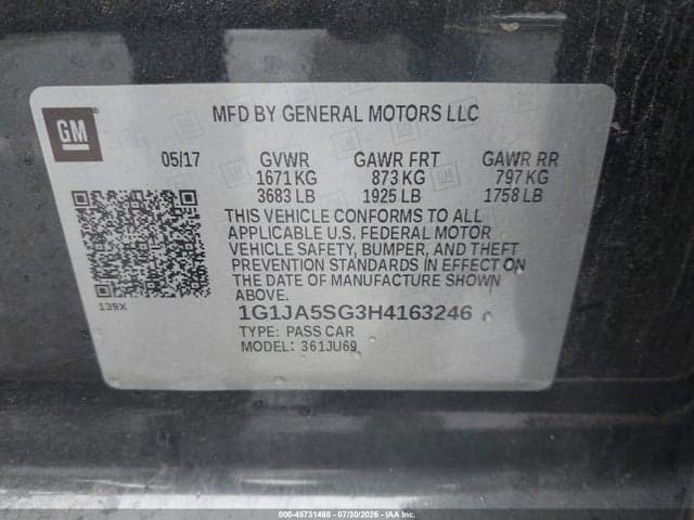 2017 CHEVROLET SONIC LS MANUAL 9