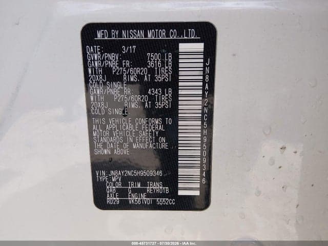 2017 NISSAN ARMADA SL 9