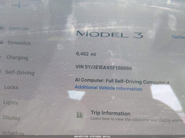 2025 TESLA MODEL 3 LONG RANGE REAR-WHEEL DRIVE/STANDARD REAR-WHEEL DRIVE 7