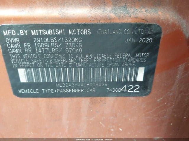 2020 MITSUBISHI MIRAGE ES/SE 9