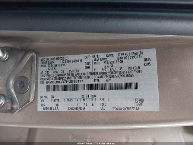 2017 FORD ESCAPE SE 9