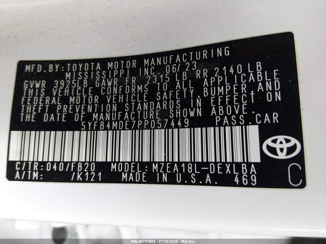 2023 TOYOTA COROLLA LE 9