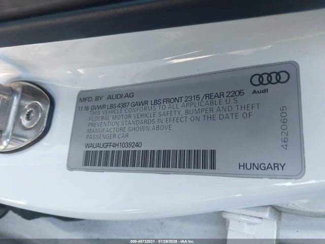 2017 AUDI A3 PREMIUM 9