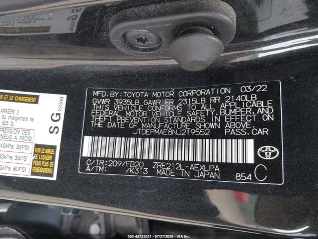 2022 TOYOTA COROLLA LE 9