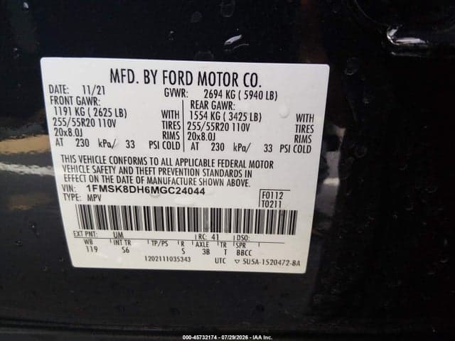 2021 FORD EXPLORER XLT 9