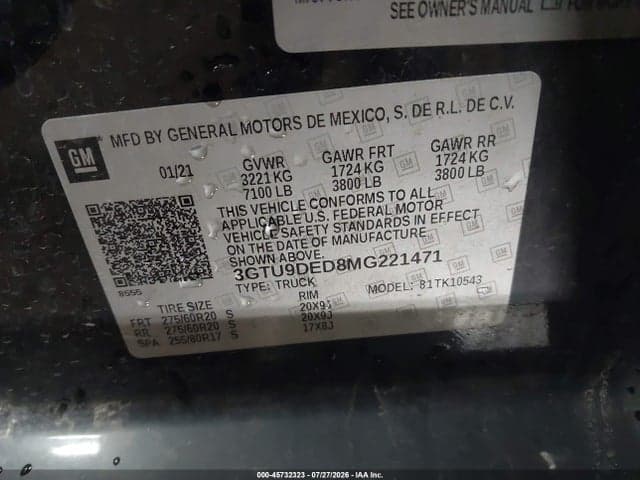2021 GMC SIERRA 1500 4WD SHORT BOX SLT 9