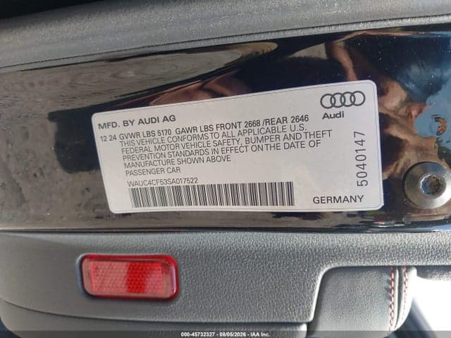 2025 AUDI S5 SPORTBACK PREMIUM TFSI QUATTRO TIPTRONIC 9
