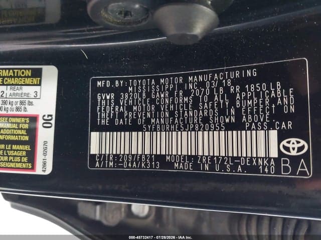 2018 TOYOTA COROLLA LE 9