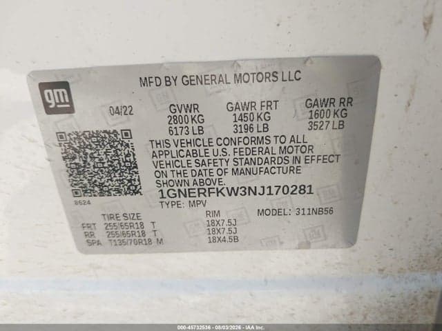 2022 CHEVROLET TRAVERSE FWD LS 9