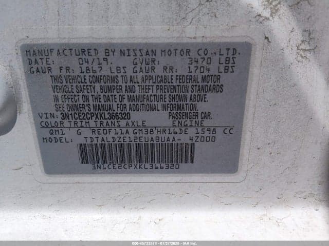 2019 NISSAN VERSA NOTE SV 9
