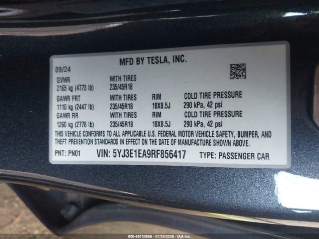 2024 TESLA MODEL 3 LONG RANGE DUAL MOTOR ALL-WHEEL DRIVE/REAR-WHEEL DRIVE 9