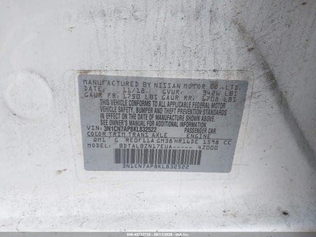 2019 NISSAN VERSA 1.6 SV 9