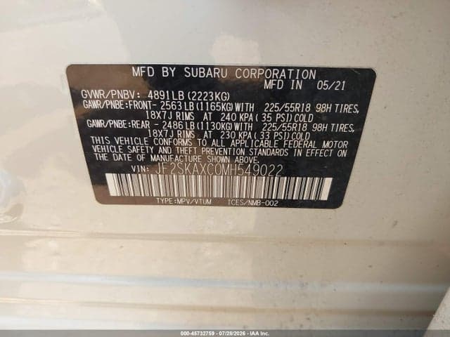 2021 SUBARU FORESTER TOURING 9