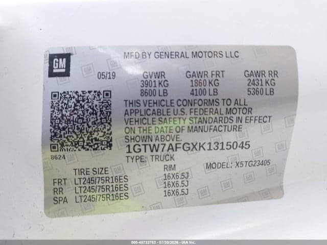 2019 GMC SAVANA 2500 WORK VAN 9