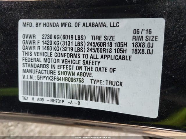 2017 HONDA RIDGELINE RTL-T 9