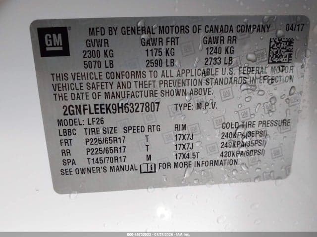 2017 CHEVROLET EQUINOX LS 9