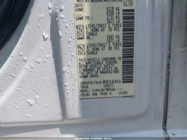 2020 NISSAN NV CARGO NV2500 HD SV HIGH ROOF V6 9