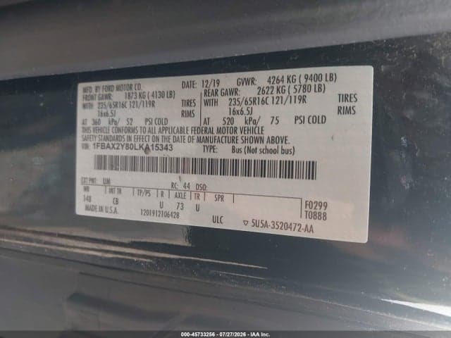 2020 FORD TRANSIT-350 PASSENGER VAN XL 9
