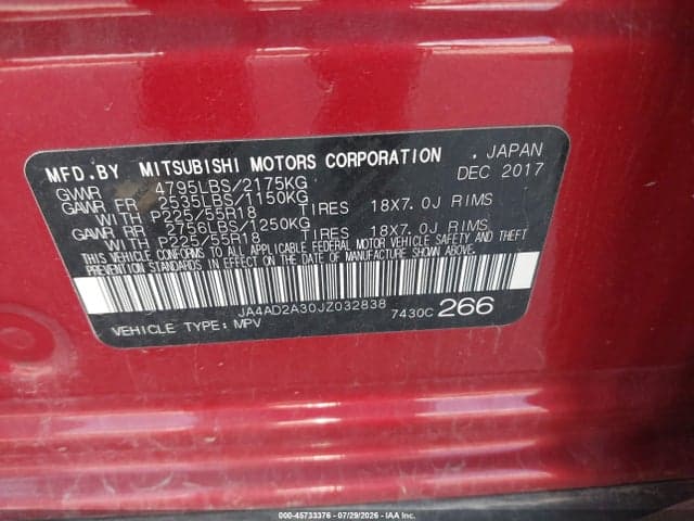 2018 MITSUBISHI OUTLANDER ES 9