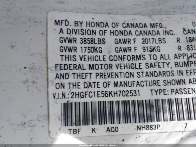 2019 HONDA CIVIC SI 9