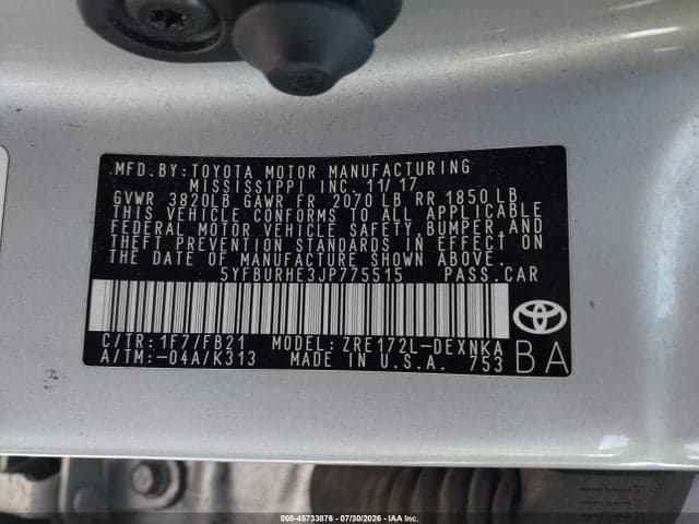 2018 TOYOTA COROLLA LE 9