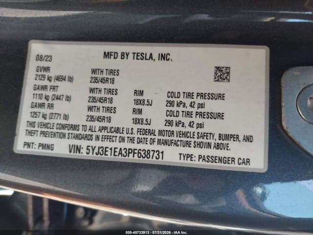 2023 TESLA MODEL 3 REAR-WHEEL DRIVE 9