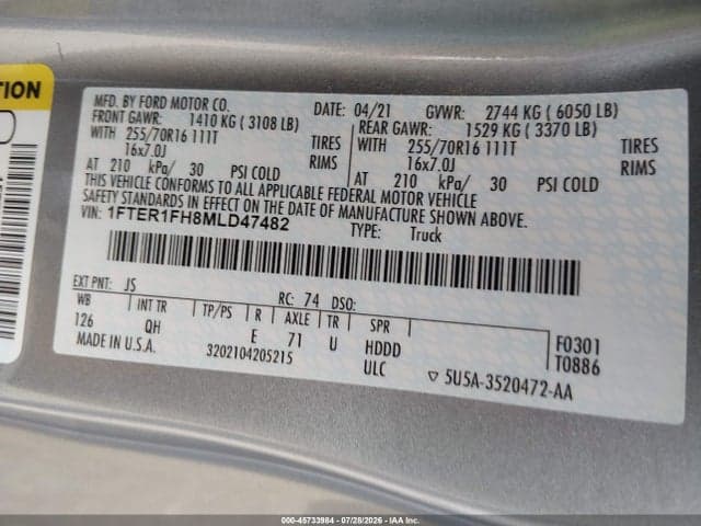 2021 FORD RANGER XL 9