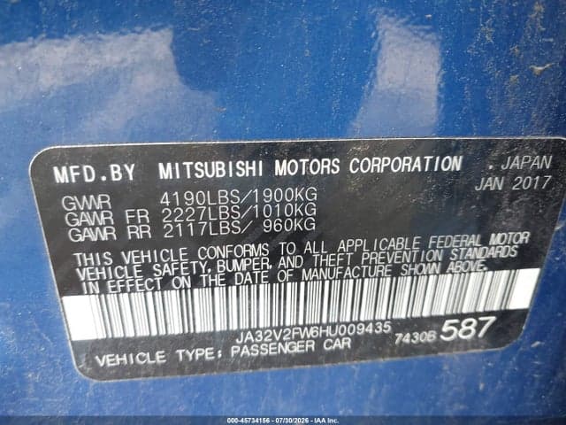 2017 MITSUBISHI LANCER ES 9