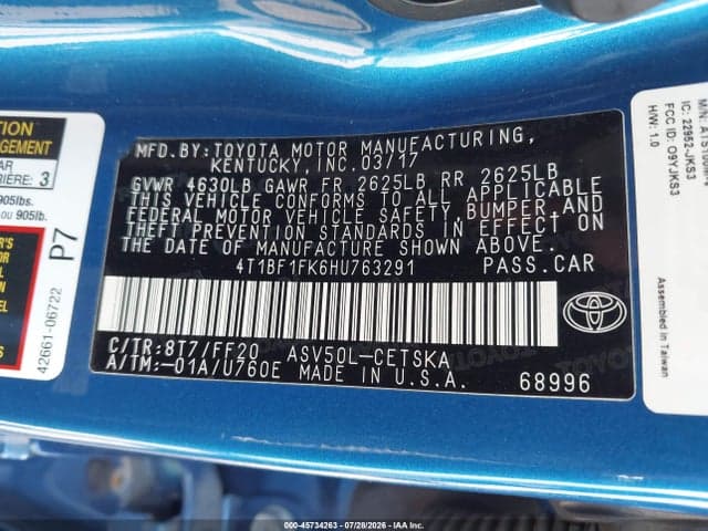 2017 TOYOTA CAMRY SE 9