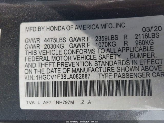 2020 HONDA ACCORD SPORT 9