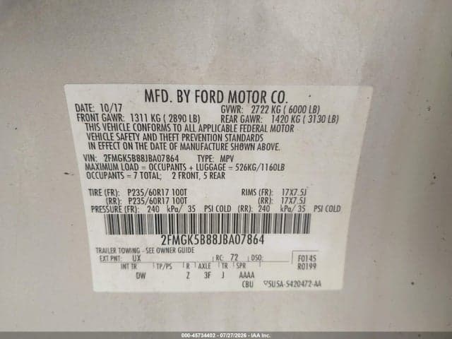 2018 FORD FLEX SE 9