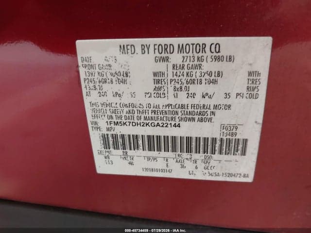 2019 FORD EXPLORER XLT 9