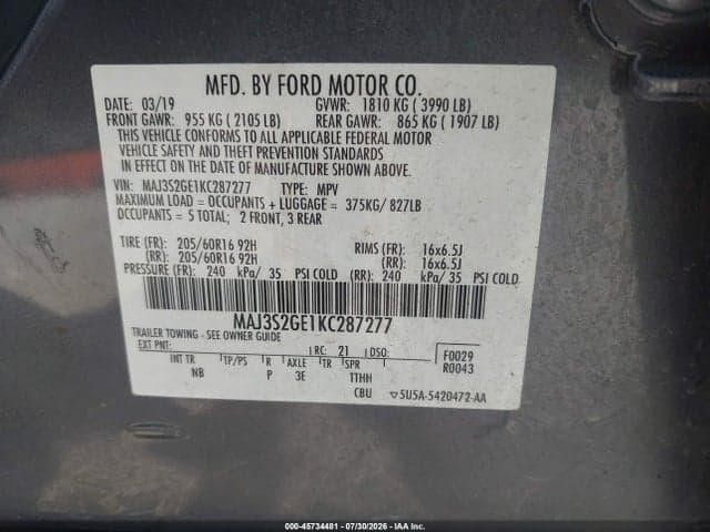 2019 FORD ECOSPORT SE 9