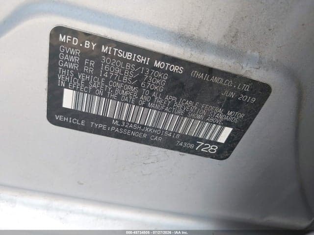 2019 MITSUBISHI MIRAGE LE 9