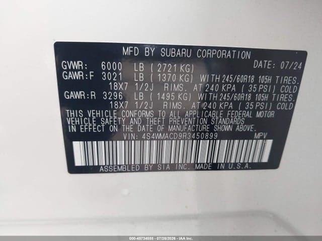2024 SUBARU ASCENT PREMIUM 8-PASSENGER 9