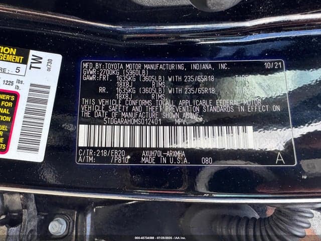 2021 TOYOTA HIGHLANDER HYBRID XLE 9