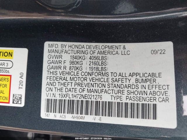 2022 HONDA CIVIC EX-L 9