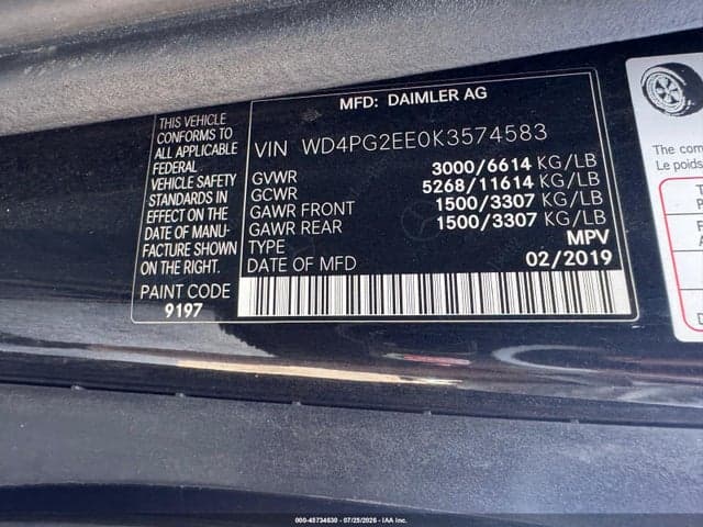 2019 MERCEDES-BENZ METRIS 9