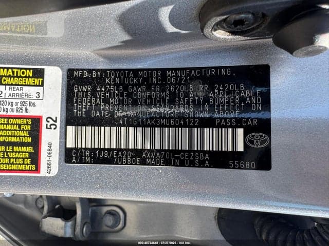 2021 TOYOTA CAMRY SE 9