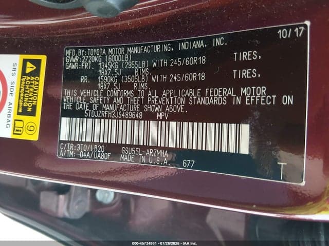 2018 TOYOTA HIGHLANDER XLE 9