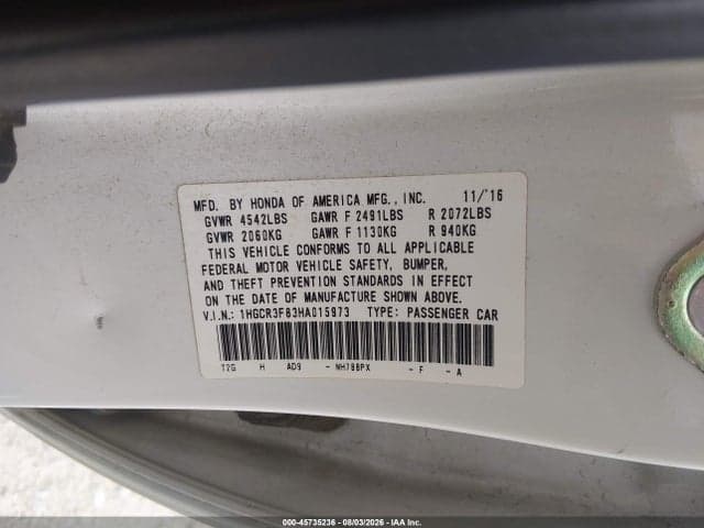 2017 HONDA ACCORD EX-L V6 9