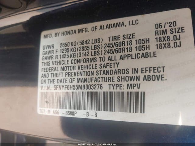 2021 HONDA PILOT AWD EX-L 9