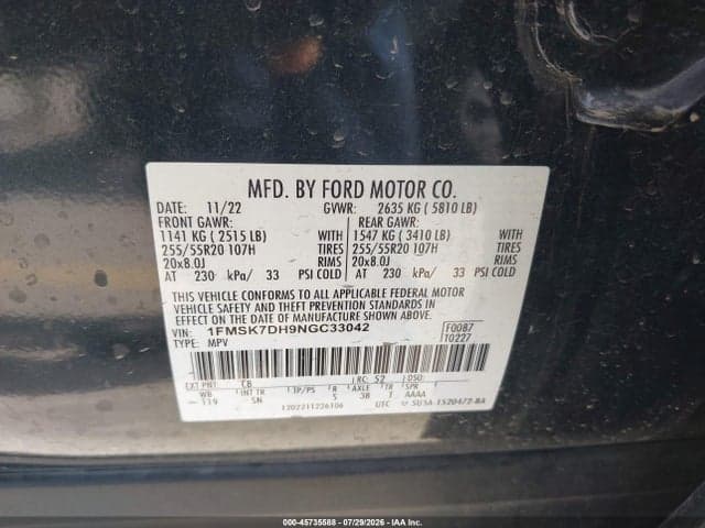 2022 FORD EXPLORER XLT 9