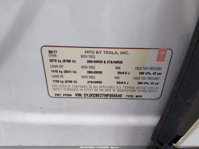 2017 TESLA MODEL X 100D/75D/90D 9